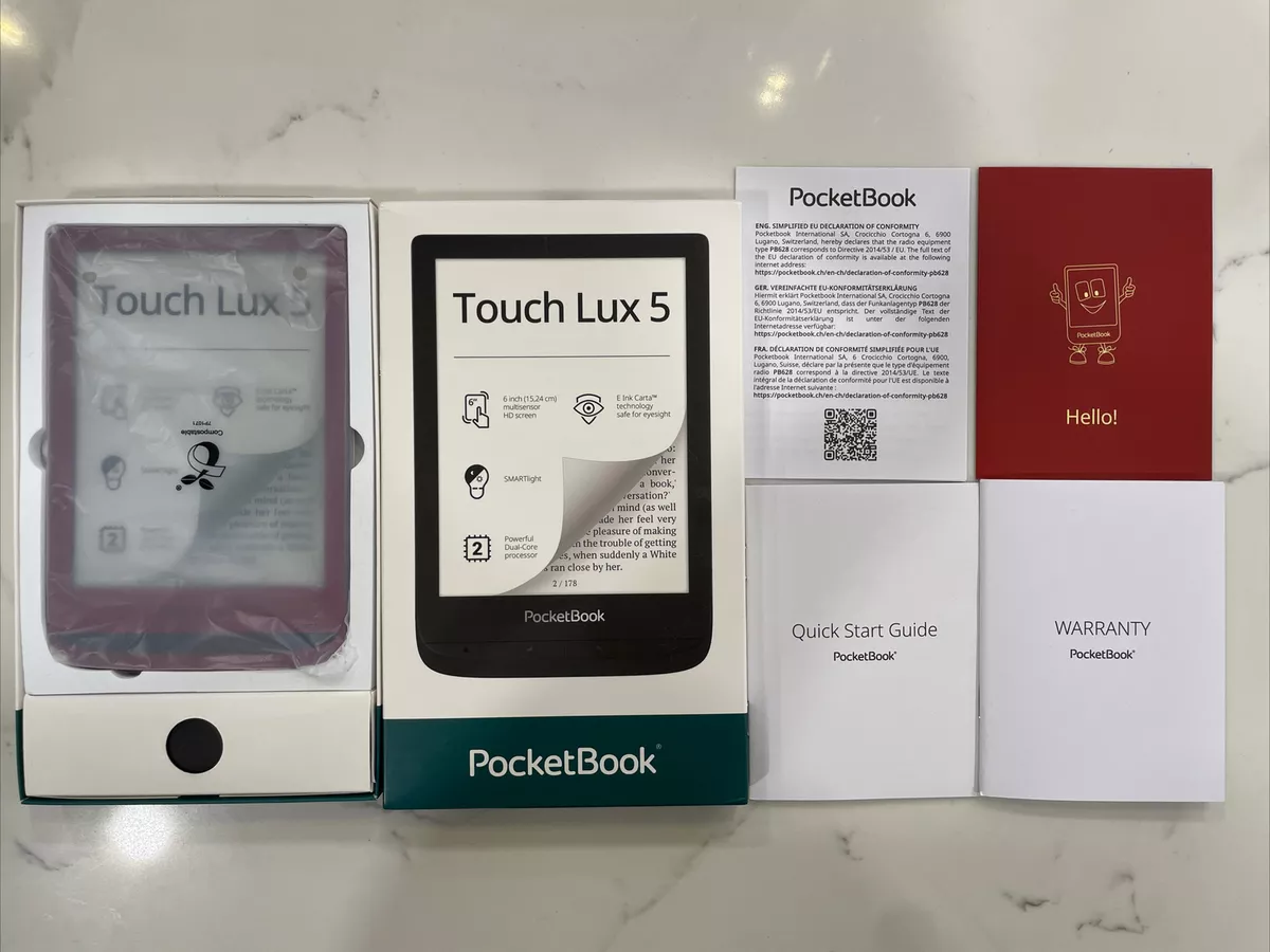 NEW Pocketbook PB628 Touch Lux 5 Rubine RED 6 E-ink Screen Book