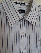 Chaps RALPH LAUREN mens XL L/S dress shirt white blue striped EUC