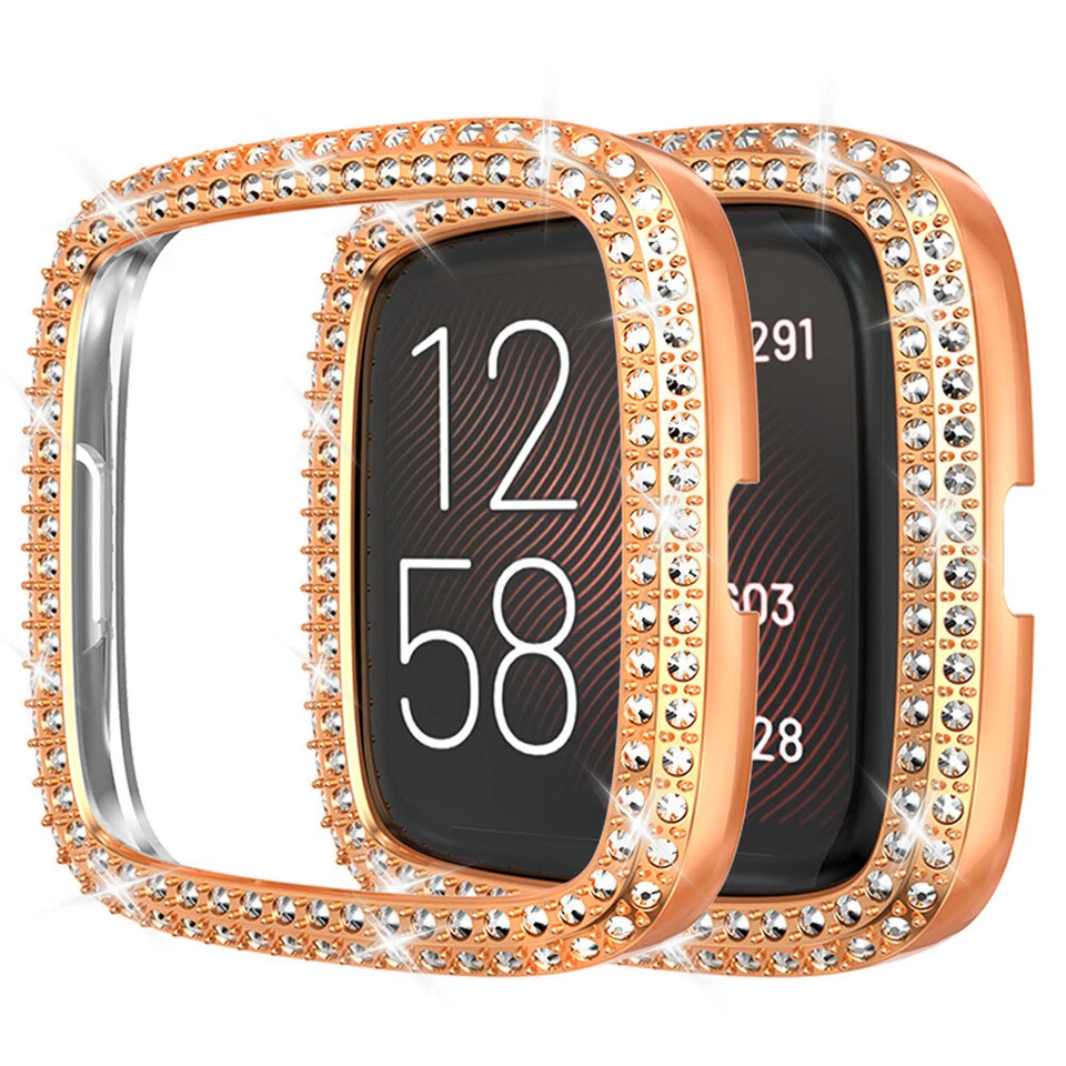 Bling Women Metal Watch Band Wrist Strap + Case For Fitbit Sense / Versa 4 3 / 2 - Image 3 of 4