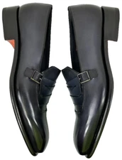 NEW SANTONI GOODYEAR WELTED NAVY SINGLE BUCKLE LOAFER MENS 10.5UK/12US ~ $1,460