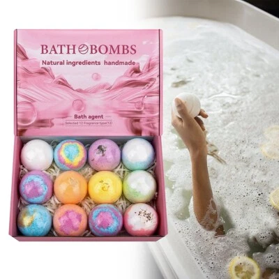 12 X Bath Bombs Gift Set Handmade Fizzy Bubble Bath Bombs Vegan