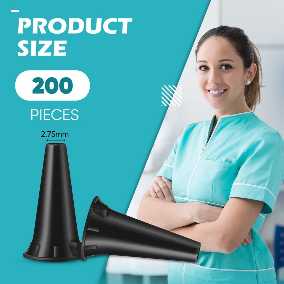 Treela 200 PCS Otoscope Cover Plastic Otoscope Specula Tips Disposable
