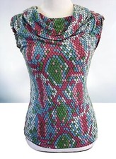 Lilly Pulitzer Cowl Neck Tank Top Show me some Skin Print Snakeskin Multicolor S