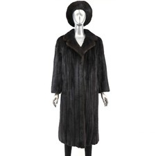 Mahogany Mink Coat With Matching Hat- Size M