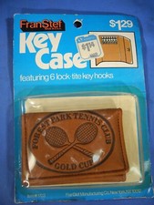Forest Park Tennis Club Fran Stef Key Case / Key Chain Brown NOS Made in the USA