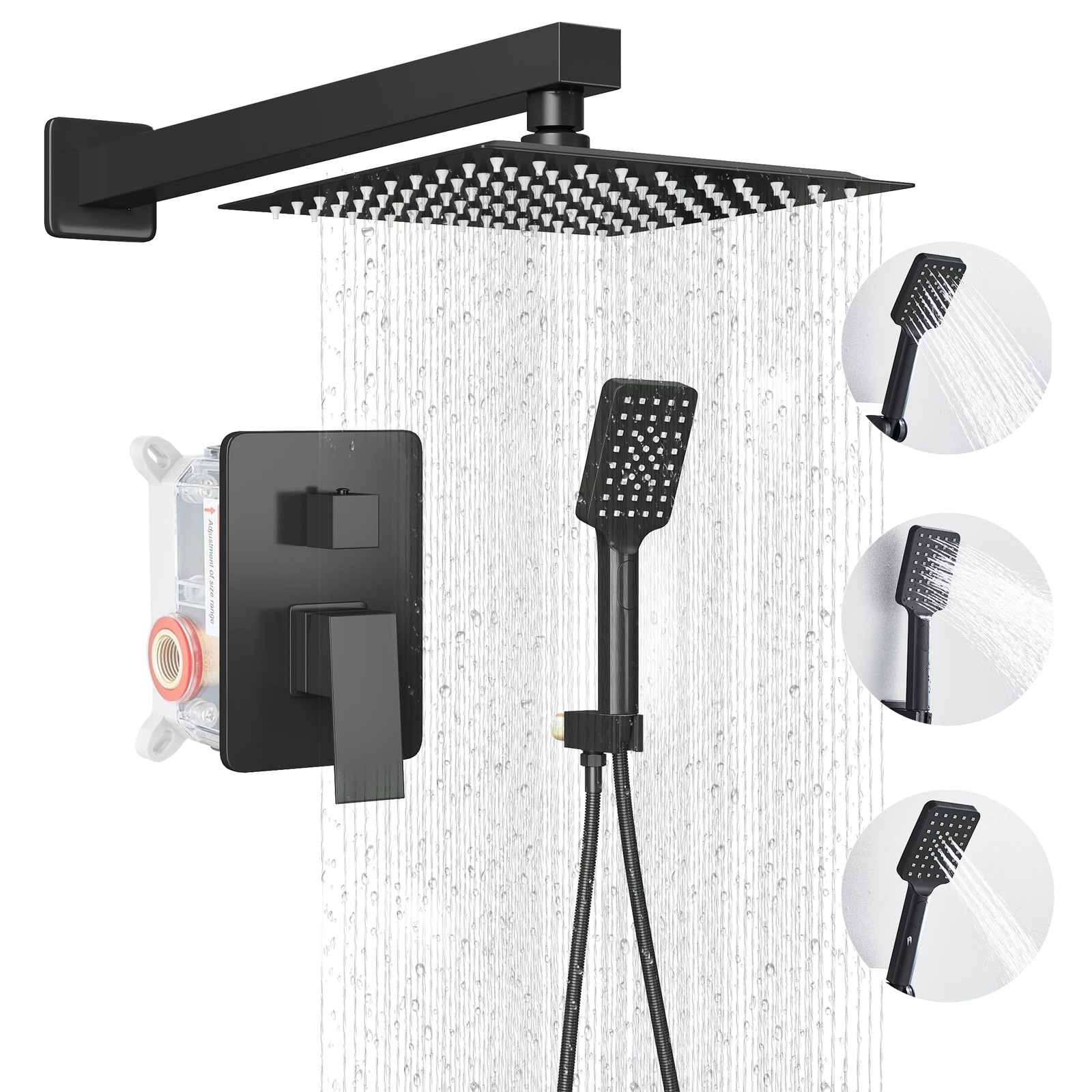 Shower Head, Shower Faucet Set Square Shower Combo System with 8'' Rainfall S...