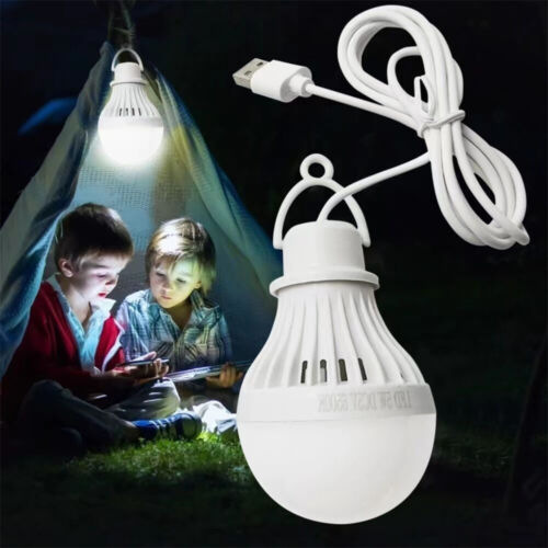 Portable USB LED Lamp Bulb Camping Hanging Tent Night Light Powerbank Birght - Foto 1 di 11