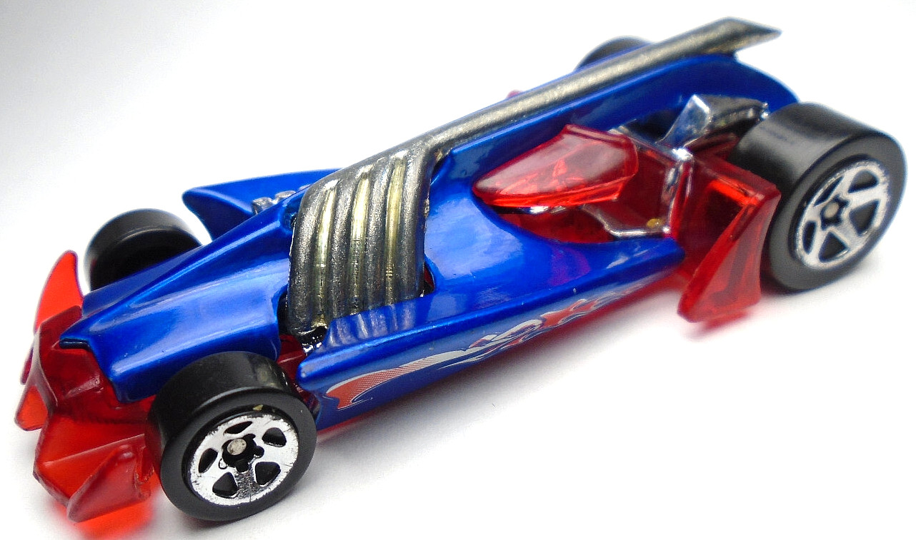 2002 HOT WHEELS VULTURE ROADSTER BLUE 1:64 DIECAST 2 7/8" CAR W RED WHITE CHROME