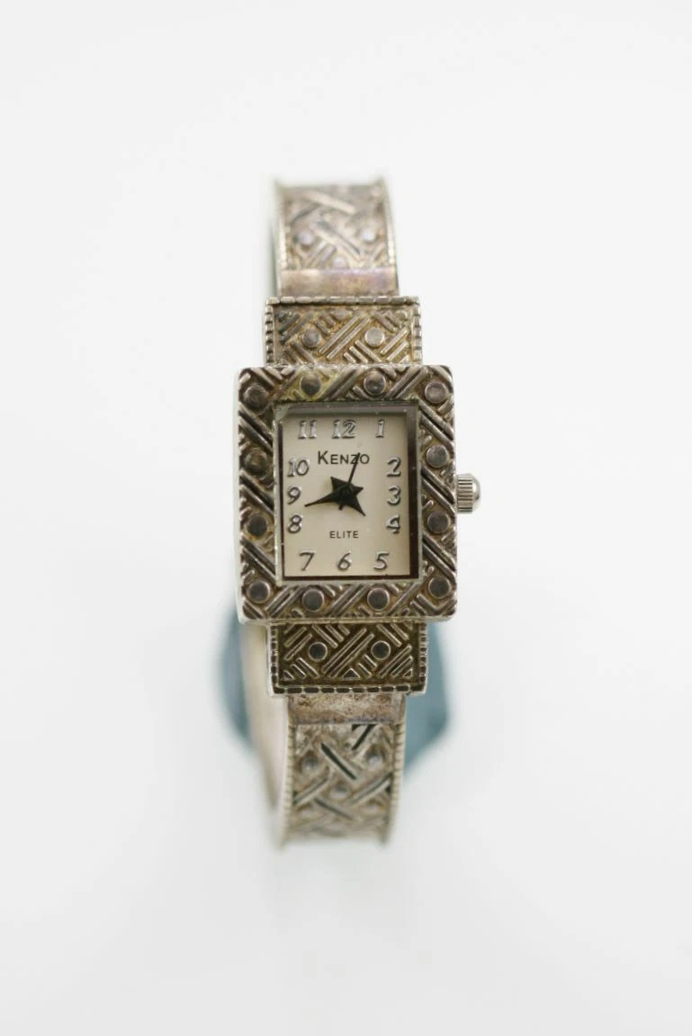 Kenzo Watch Women Retro Silver Stainless Steel Water Res Bangle