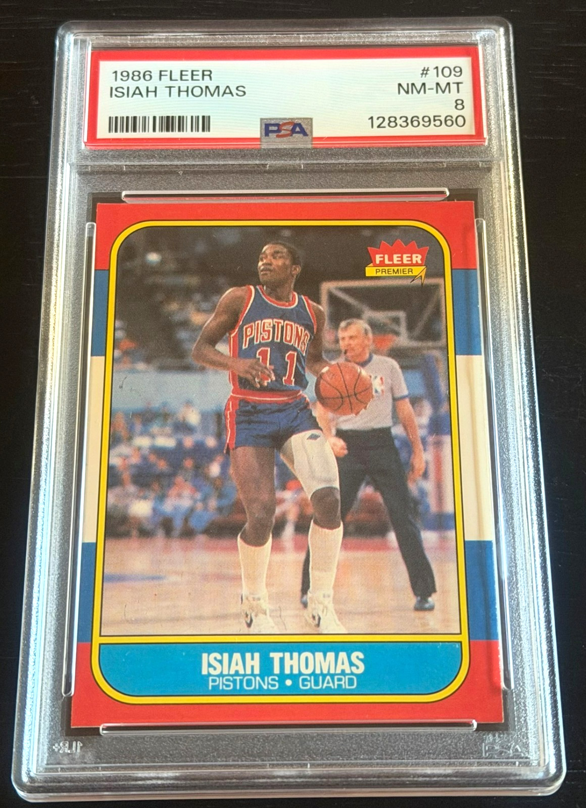 1986 FLEER #109 ISIAH THOMAS BASKET BALL ROOKIE PSA 8 ROOKIE RC NEWLY GRADED HOF