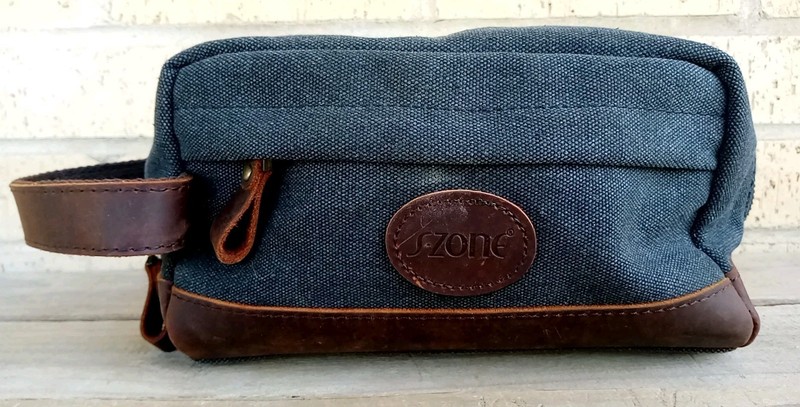 S Zone Canvas and Leather Toiletry Bag Travel Dopp Kit Grooming and Shaving