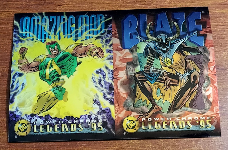 1995 Skybox DC Legends '95 AMAZING MAN & BLAZE Power Chrome UNCUT SHEET Promo
