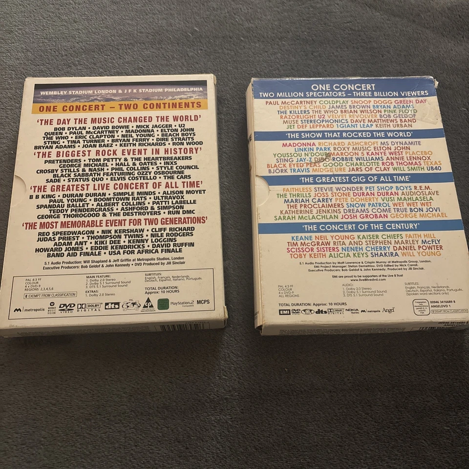 LIVE AID & LIVE 8 DVD 4 DISC INDIVIDUAL BOXSET - WITH BOOKLET - Image 2 of 2