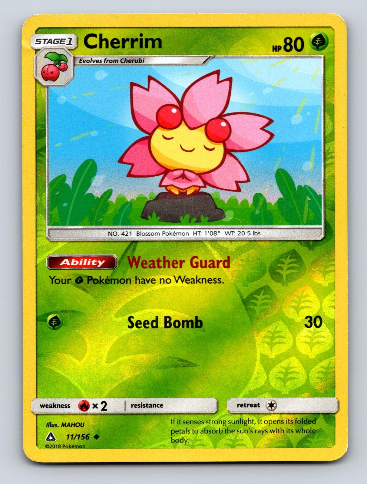 Cherrim 11/156 Uncommon Ultra Prism Pokemon Reverse Holo Lightly Played