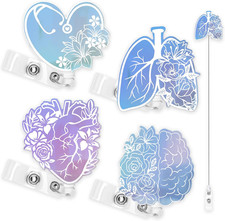 Nurse Badge Reels 4PCS Retractable Badge Holders with Alligator Clip Iridescent