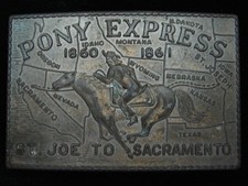 QA07120 VINTAGE 1970s PONY EXPRESS ST. JOE TO SACRAMENTO OLD WEST BUCKLE