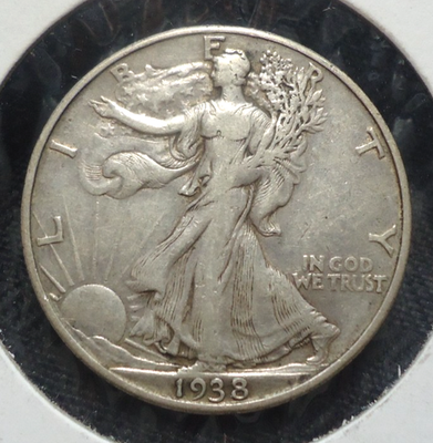 Extremely Fine XF 1938 D Denver Walking liberty 50C half dollar