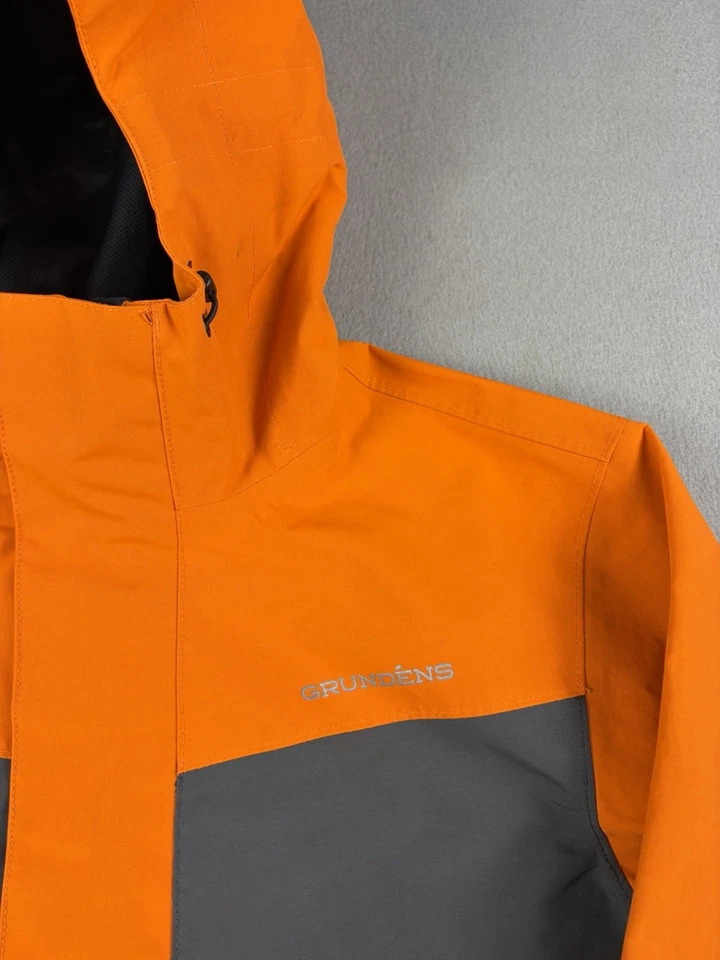 Grundens полная доля рыболовная куртка мужской размер маленький оранжевый серый водонепроницаемый - Изображение 2 из 4