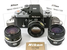 NIKON F2 PHOTOMIC A CAMERA+3 NIKKOR AI LENSES=24MM+28MM+50MM F1.4+MORE F2A DP-11