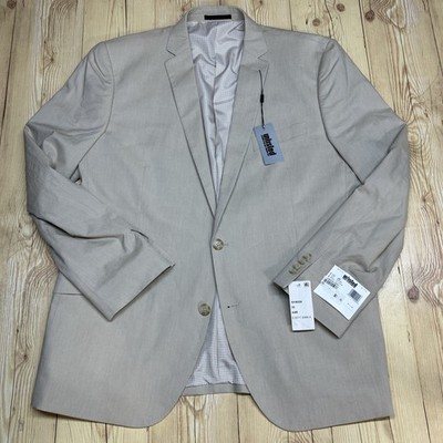 Kenneth Cole Unlisted Men Beige Cotton Suit Jacket Blazer 44R 2-Button $295 NWT