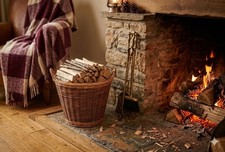Round two tone wicker weave basket / log basket / kindling basket - FREE POSTAGE