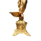 Christian Brass Crucifix Holy Water Font with Candle Holders — photo 6