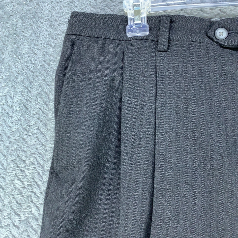 Pantalones De Colección AKA Eddie Bauer Para Hombre 36 Gris Plisado Puños 100% Lana Hechos en EE. UU. Foto 3 de 4