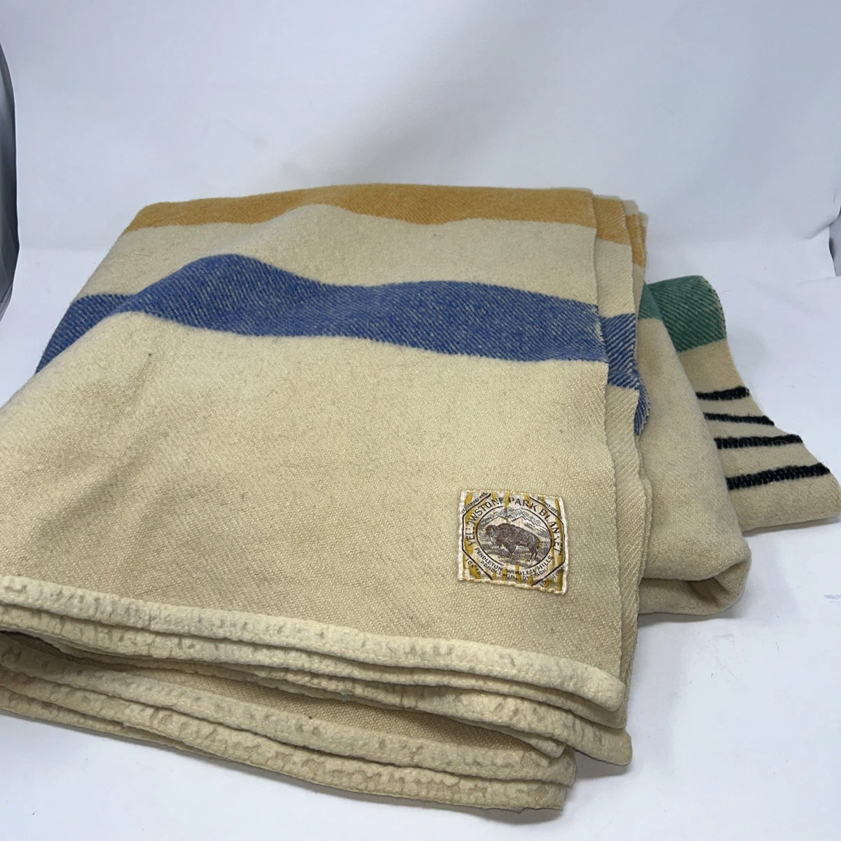 Couverture Vintage Pendleton Yellowstone 7 Rayures - Laine Vierge 100% - Vers 1940