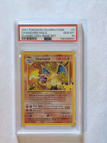 PSA 10 Charizard Celebrations Classic 4/102 Holo Base Set Pokemon Card 2021