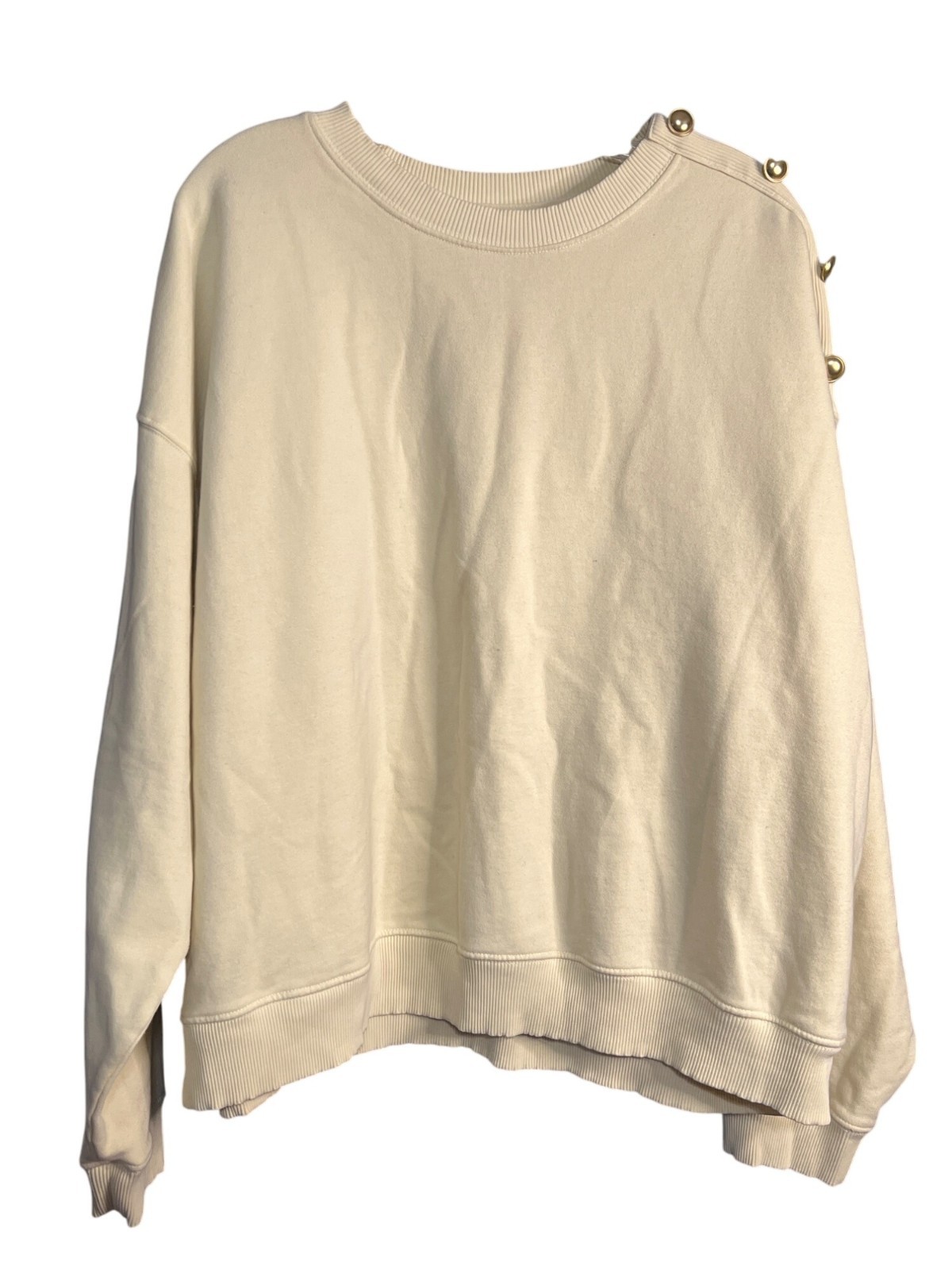American Eagle Cream Button Shoulder Sweatshirt  … - image 6