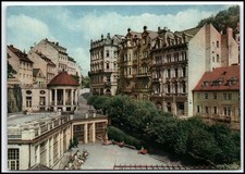 Vtg Karlovy Vary Spa Town Castle Springs Postcard CZECH White Border K041