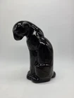 Vintage Frankoma Pottery Black Panther Puma Cat Statue Sitting Upright