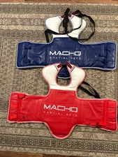 Macho Martial Arts, pair of red/blue karate sparring chest proctectors