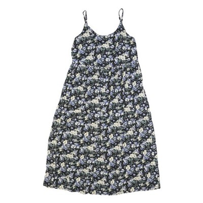 CHARTER CLUB Damen schwarz creme & blau Blumen Tageskleid Baumwollmischung ärmellos