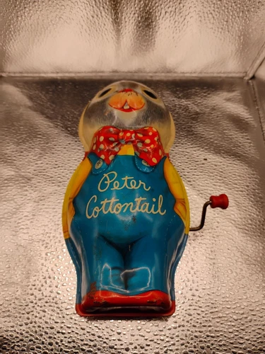 Mattel Peter Cottontail Tin Windup Toy 1953 Vintage Musical Easter Bunny Rabbit