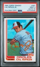 CAL RIPKEN JR. - 1982 Topps Traded 98T RC Auto PSA 9 DNA 10 **SIGNED IN ORANGE**