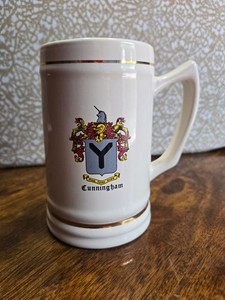 Clan Cunningham 'Over Fork Over' Ceramic beer mug - used