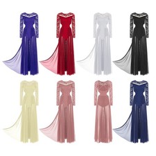 Women Desses Lace Dress Backless Dancewear Cut-Out Dance Clothing Lyrical Skate