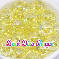 20mm - TRANSPARENT YELLOW AB Solid Beads - Round Acrylic Beads for Diy and
