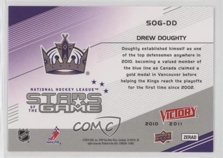 2010-11 Upper Deck Victory Stars of the Game Drew Doughty #SOG-DD - Image 2 of 2
