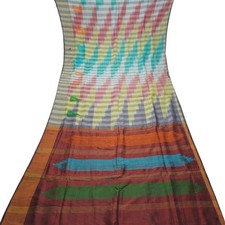 Namaste Vintage Multicolor Sarees 100 Pure Silk Handwoven Sari 5YD Craft Fabric