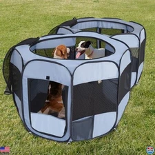 XLarge 2-in-1 Pop-Up Dog & Cat Playpen - Indoor/Outdoor Portable Tent Crate