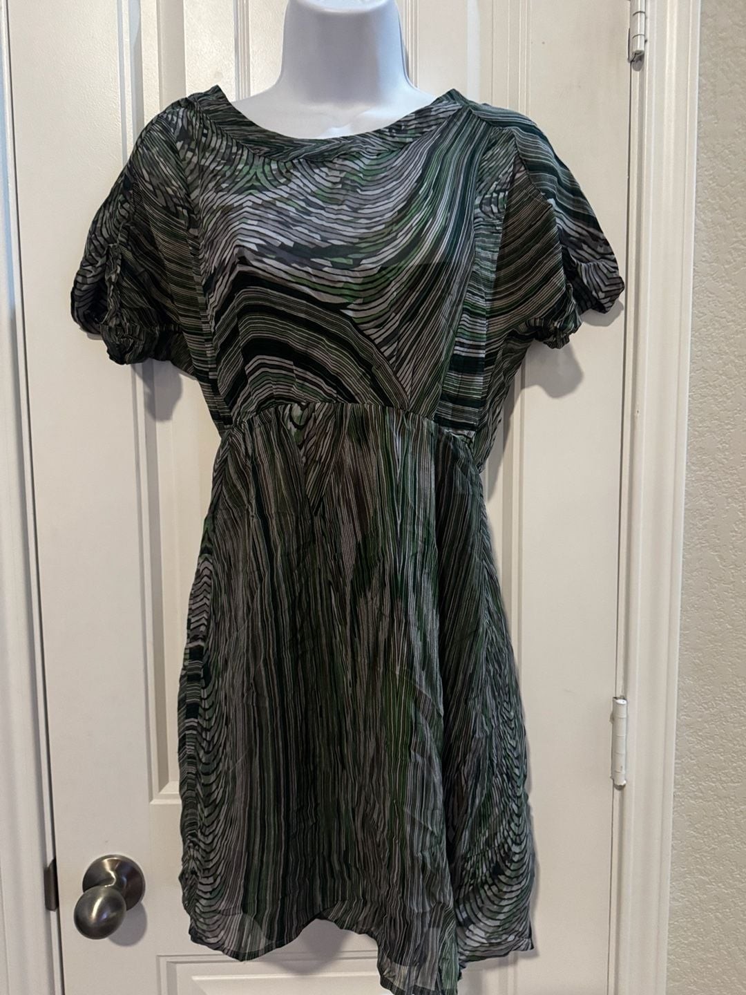 Broadway & Broome Anthropologie 100% Silk Abstract Stripe Mini Dress
