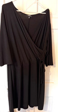 Women's Sz. 2X Black Dress Wrap Bodice Elementz 3/4 Sleeve Wedding Party