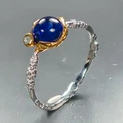 Fine jewelry ring Blue Sapphire Ring 925 Sterling Silver Size 8 /R473890
