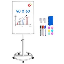 maxtek Flip Chart Stands Mobile Whiteboard, 90 x 60 CM Magnetic WhiteBoard St...