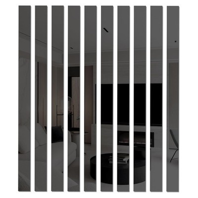 10Pcs DIY Striped Mirror Stickers 39.37 Inch Self Adhesive Long Acrylic Wall ...
