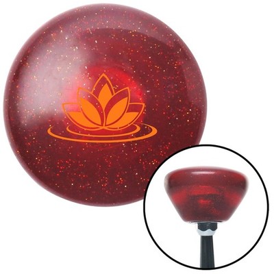 Orange Flower on Lilypad Red Retro Metal Flake Shift Knob w/ M16x1.5 Insert