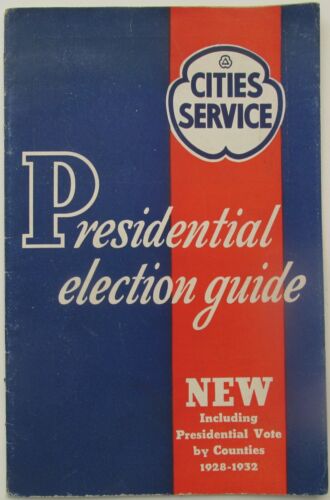 Cities Service Gasoline Oil 1936 Presidential Election Guide Roosevelt vs Landon - Afbeelding 1 van 6