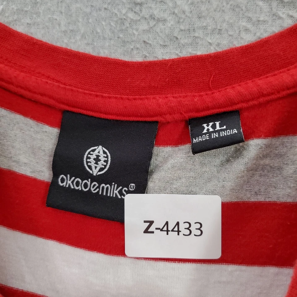 Camiseta Akademiks Hombre XL Roja Rayas Logo Manga Corta Cuello Redondo Camiseta Foto 4 de 4